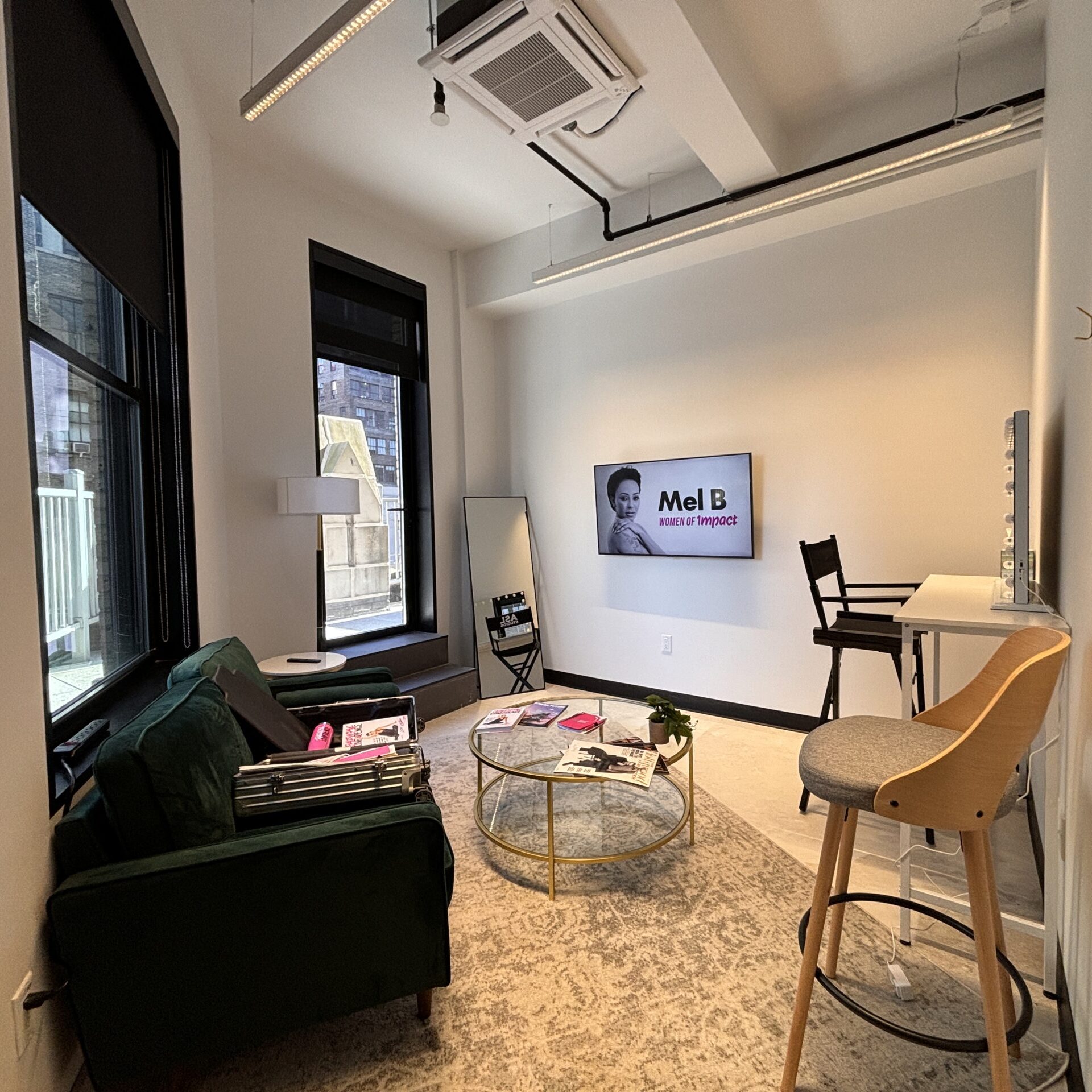 VIP green room with in-house viewing and private balcony at ASL Studios