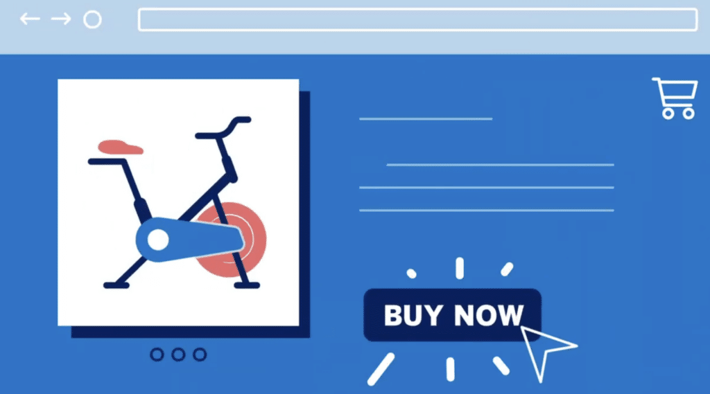 Animated video frame with blue bike and a 