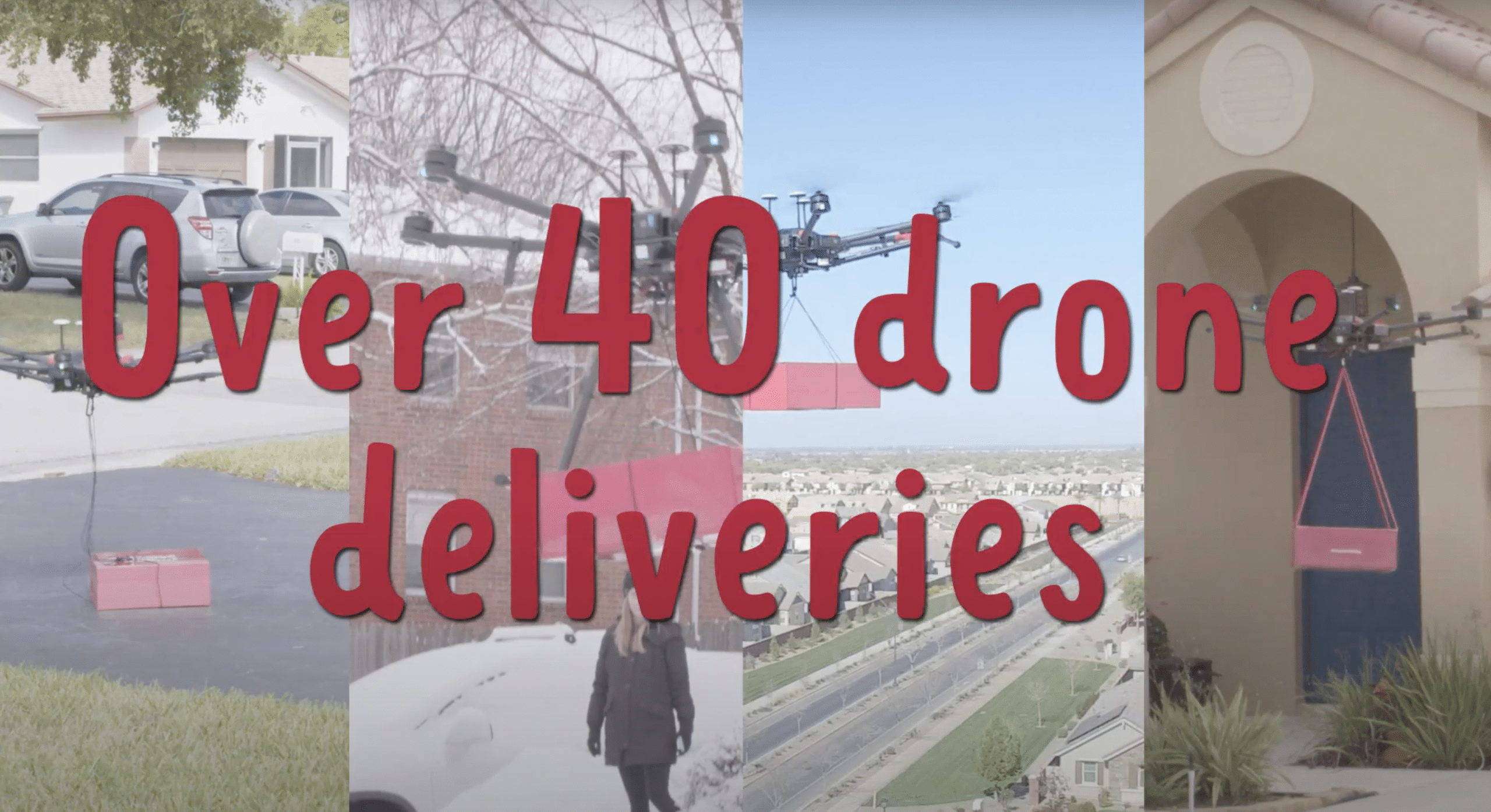over 40 drone deliveries with images of drones dropping off packages
