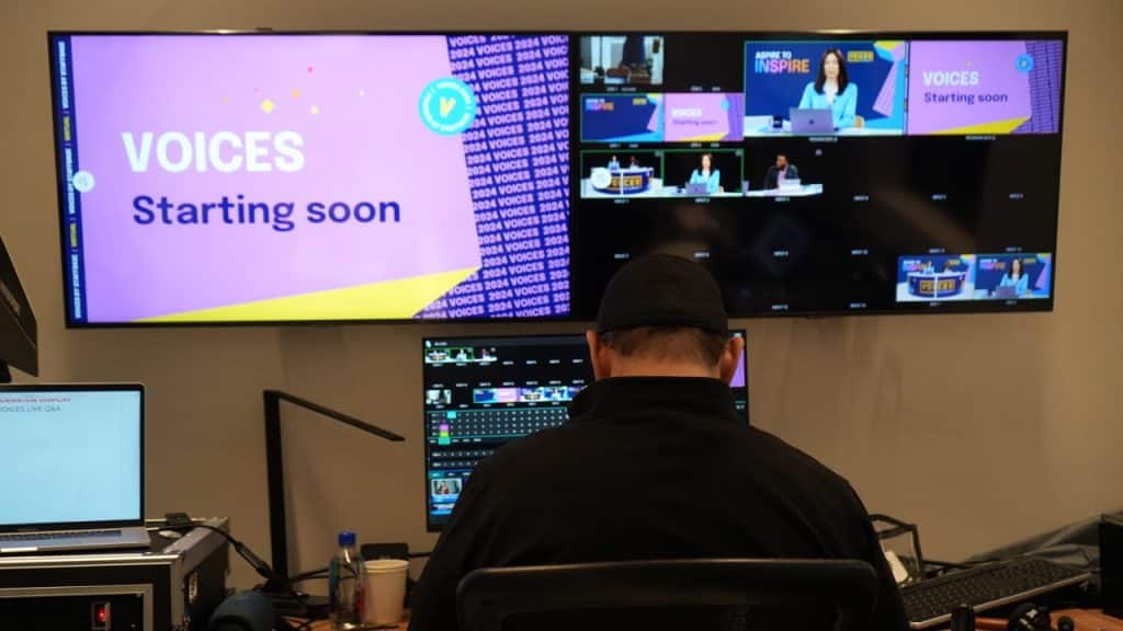 control room at asl studios during virtual voices live stream event