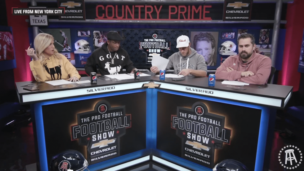 The Pro Football Football show by barstool in a studio built and filmed by asl productions
