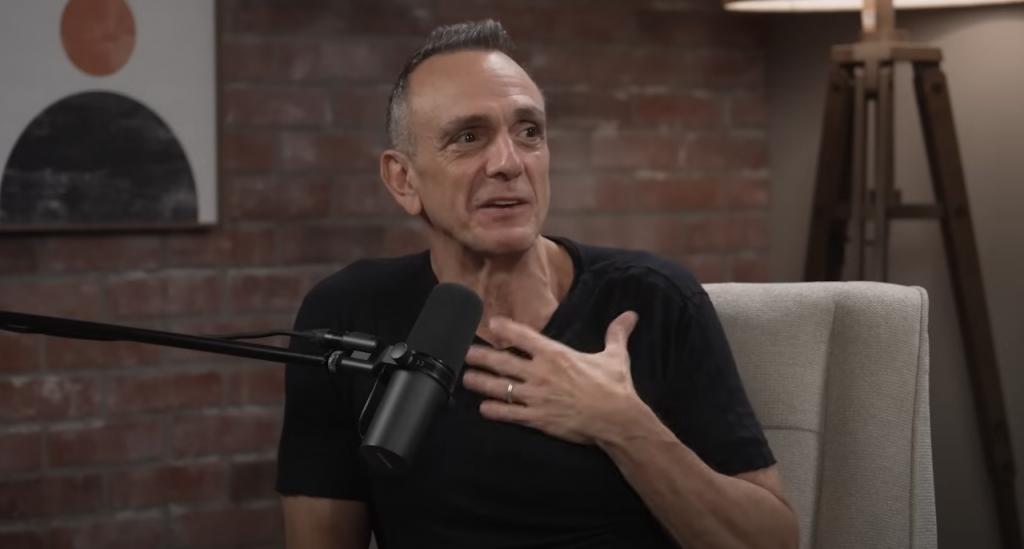 living room podcast studio with hank azaria