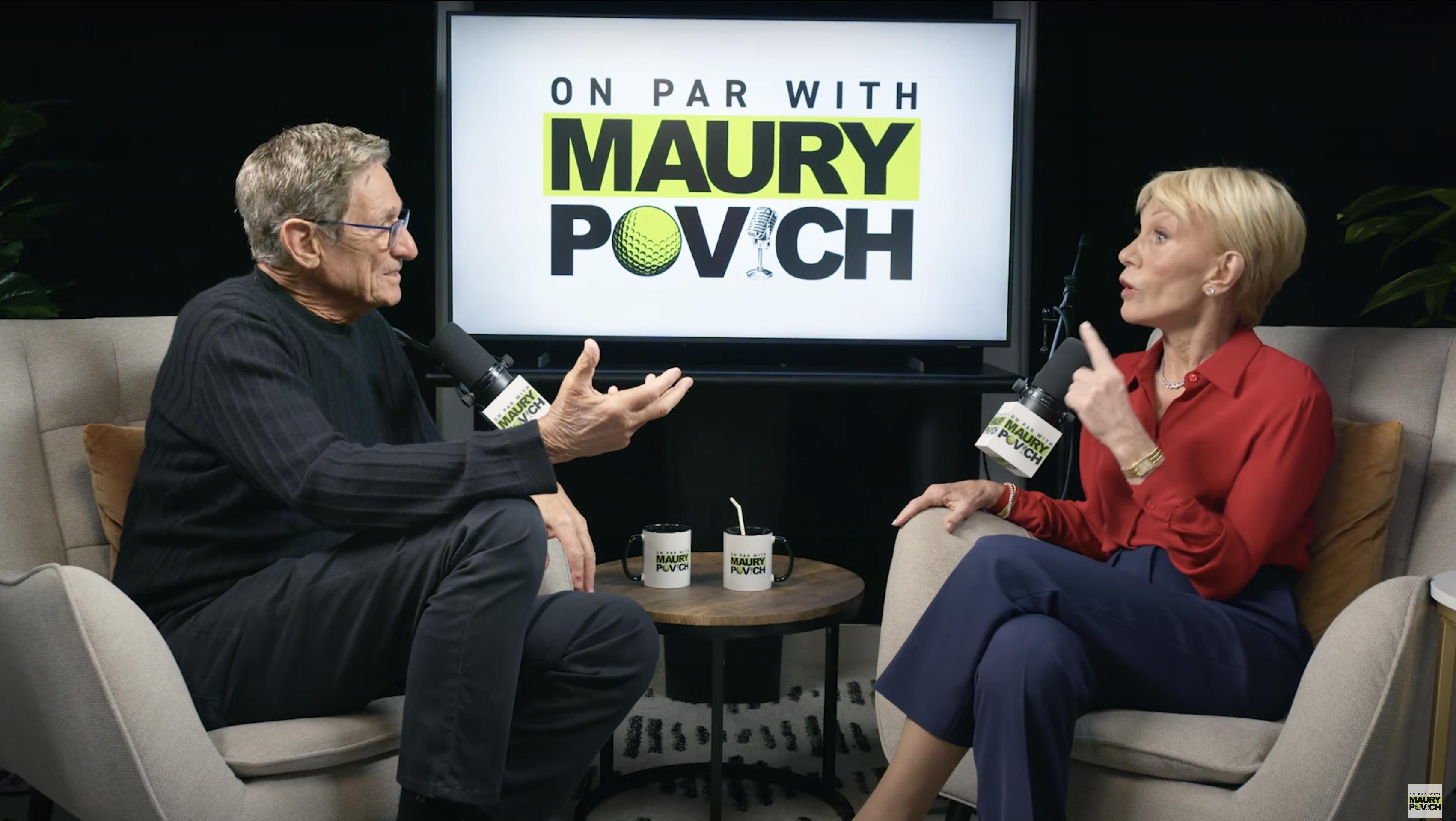 barbara corcoran with maury povitch at asl studios for his video podcast on par with maury povitch